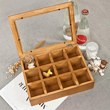 TXXM - Scatola portagioie in legno, 27 x 20 x 7 cm, con coperchio in vetro, confezione da 12