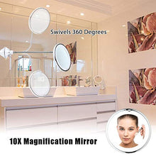 Z-Life 10 X Specchio da Toeletta for Bagno con Lente d'Ingrandimento con Forte Ventosa Girevole A 360 Gradi con Specchio da Viaggio A LED