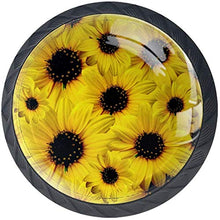 Crisantemo giallo senza soluzione di continuità Pomelli per Porta Set di 4 Pomelli per Mobili Manopole per Cassetti Cucina Armadio Vetro