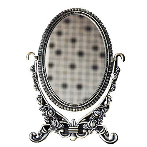 SHY Specchio per Il Trucco, Specchio per Il Trucco retrò Europeo Flip HD Specchio Piccolo a Doppia Faccia Specchio per Il Trucco da Principessa Carino da Tavolo Specchio