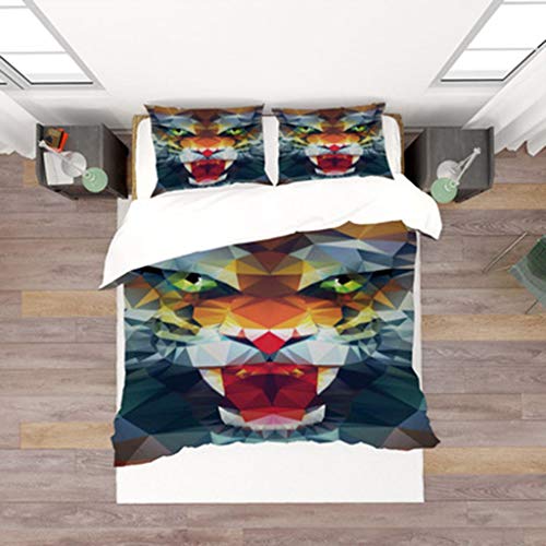 DEWUFAFA Set di biancheria da letto del modello della tigre 3D Set di copertura di trapunta a 3 pezzi Set di trapunta 1 pezzo Copertura trapunta 2 Copertura trapunta federa adatta per bambini e adoles