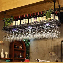 DJSMjbj Stemware Rack in metallo da parete per bottiglie di vino, supporto da appendere a soffitto per bottiglie di vino, facile da installare (dimensioni: 120 x 35 cm)
