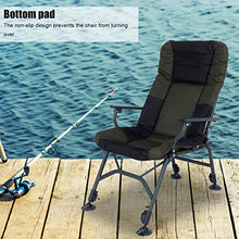 Sedia da campeggio portatile, pieghevole, in tessuto Oxford e struttura in ferro, con schienale regolabile, Regolabile in altezza di 42-57 cm, per attività all'aperto, da pesca, 100 x 114 x 61 cm