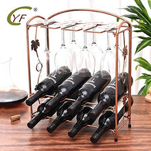 OUGEA Porta Bottiglie Vino,Porta Bottiglie retrò in Ferro battuto espositore per Bicchieri Vino Tavolo Accessori per Porta Bottiglie per Cucina Ristorante e Bar Bronzo