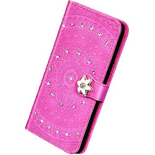 Herbests Cover Huawei Honor 7C/Huawei Y7 2018 Flip Case Custodia Portafoglio in Pelle Cover a Libro Custodia Mandala Brillantini Diamante Strass Case Cover con Funzione Stand,Rosso Viola