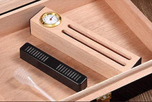 DPLQX Humidor per sigari ammezzati, Caja de cigarros sigari armadi, Peso Leggero Piccole Dimensioni Viaggio Risparmia Spazio con igrometro e umidificatore,Black_238x188x48mm/9x7x2in