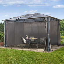 Gazebo da Giardino 3x4 m Telaio in Alluminio Tetto in Policarbonato da ca. 8mm Gazebo da Giardino 4 Teli Laterali Color Grigio