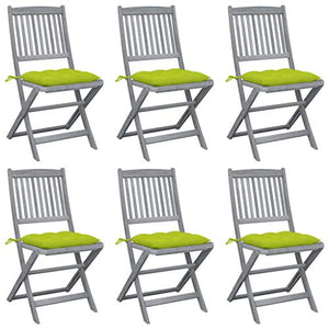 vidaXL Sedie da Giardino Pieghevoli 6pz con Cuscini in Massello Acacia