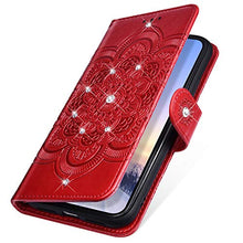Robinsoni Custodia Compatibile con Samsung Galaxy A70 Cover Portafoglio Custodia Libro Flip Caso Pelle PU Antiurto Case Taccuino Cover Libretto Retro Caso Magnetica Case con Diamante Mandala, Rosso