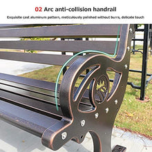 Panchina per terrazza da parco Panchine per il tempo libero da esterno, Panchina da giardino in metallo resistente alle intemperie, Panca da 2-3 posti con schienale e braccioli, Panche da giardino