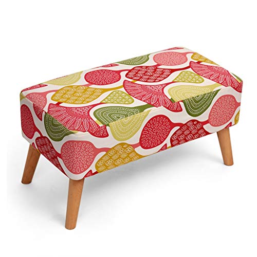 Mobili per la casa e giardino Sgabello in legno rettangolare con sgabello Sgabello imbottito in metallo con ottomana Sgabello con 4 gambe in faggio e rivestimento in lino (coperchio sfoderabile) Ottom