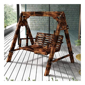 HLZY Grande aliante all'aperto con Supporto, Giardino Swing Articoli Esterni Sedia da Esterno per mobili Esterni, Tutte in Legno Massiccio Impermeabile Solare Solare Doppia terrazza Sedia a Dondolo