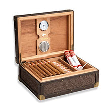 Scatola Di Sigari Humidor Con Umidificatore e Igrometro - Humidor In Pelle Marrone - Humidor 50