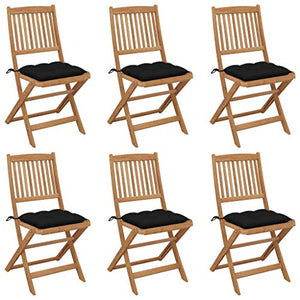 vidaXL Sedie da Giardino Pieghevoli 6 pz con Cuscini Massello Acacia