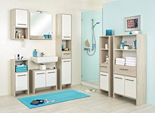 AVANTI TRENDSTORE - Julian - Mobiletto da bagno in laminato di pino chiaro e colore bianco lucido, dimensioni: LAP 33x81,6x28 cm
