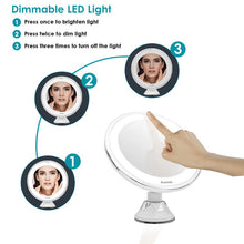 Auxmir Specchio da trucco con luci 10 x magnifying con coppa di aspirazione e 2 livelli di luminosità, specchio luminoso da 7,87", pratico per la casa e le vacanze, bianco