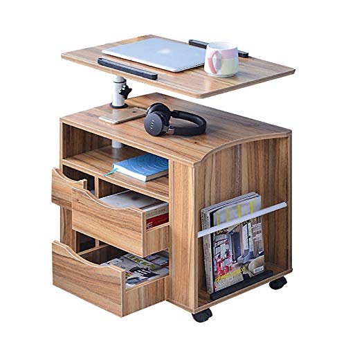 XIAOPENG Tavolo Portatile Multifunzionale in Altezza Regolabile con Cassetti Comodino Mobile e Sollevabile Comodino Salvaspazio Scrivania con Ruote