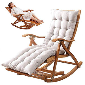 DGHJK Sedia Relax per Esterni Zero Gravity Sedia Pieghevole reclinabile da Giardino Sedia da Giardino Sedia a Dondolo in bambù con Comodi Cuscini Carico Massimo 200 kg