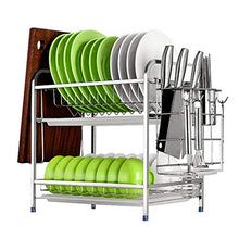 LYM &ripiano di stoccaggio Scaffale da Cucina, organizzatore Multifunzionale dello scaffale di Cucina dello scaffale di Scarico dell'Acciaio Inossidabile della Famiglia -2 Strato Scaffale di Finitura