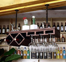 FYHH-JZHY Portabottiglie Europeo in Legno Massello/Bar Portabottiglie Creativo, Portabicchieri da Vino Personalit脿 Invertita Portabicchieri da Vino Portabottiglie da Soffitto, 3.100 * 28 * 20Cm