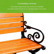 Banc de jardin banc de parc Support en aluminium moulé robuste, banc résistant aux intempéries extérieur antirouille, Banc de terrasse à lattes de bois massif anticorrosion 2-3 personnes