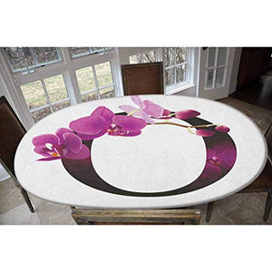 LCGGDB - Tovaglia elastica in poliestere con lettera O di alfabeto con fiori di orchidea, con elementi naturali, decorazione ovale e oblunga, adatta per tavoli fino a 121,9 x 172,7 cm