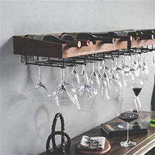 Loft, scaffale da parete in metallo, per 5 bottiglie da parete, stile vintage, in legno, per bicchieri di vino, con foro