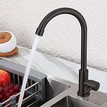 SXJ Rubinetto per Lavello da Cucina, Rubinetto per Lavabo con Maniglia Singola, Rubinetto per Lavabo da Cucina Monoforo Commerciale, Acciaio Inossidabile Nero Opaco