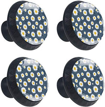 Margherite Fiore Bianco Giallo Grigio scuro Pomelli per Porta Set di 4 Pomelli per Mobili Manopole per Cassetti Cucina Armadio Vetro