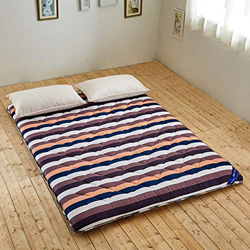 Lovehouse Cotone Premium Materasso Pad, Anallergico Trapuntato per Letto, futon Tradizionale Giapponese Tatami Mat Sleeping 100x200cm(39x79inch) Stripe