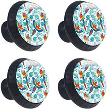 Bella pappagallo riposa Fly Tropical Palm Pomelli per Porta Set di 4 Pomelli per Mobili Manopole per Cassetti Cucina Armadio Vetro