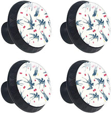 Swallow Flying Pattern Fiori rossi Pomelli per Porta Set di 4 Pomelli per Mobili Manopole per Cassetti Cucina Armadio Vetro