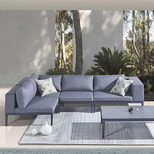 Meubletmoi - Divano angolare da giardino, in stile marittimo, in alluminio e rivestimento idrorepellente, TOMI