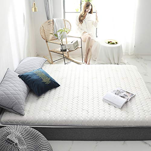 XM&LZ Thick Lattice Materasso, Spugna Rimbalzo Lento Tatami Zerbini per Ingresso, Quilting Montato Futon Materassi Doppia Single Futon Colchón Morbidissimo-Bianca King