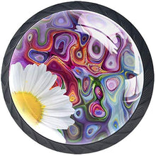 Fiore Daisy Flower Abstract Art bianco Pomelli per Porta Set di 4 Pomelli per Mobili Manopole per Cassetti Cucina Armadio Vetro
