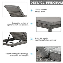 Outsunny Set 2 Sdraio da Giardino Cuscino Imbottito Regolabile su 6 Livelli in Rattan 196x65x22 cm Grigio
