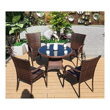 HLZY Tavolo in Vimini in Rattan mobili in Patio e Set s Mobili da Giardino in Rattan mobili da Giardino Set Rattan Giardino mobili Giardino Giardino d'inverno (Sedia da 4 Pezzi Set da Tavolo)