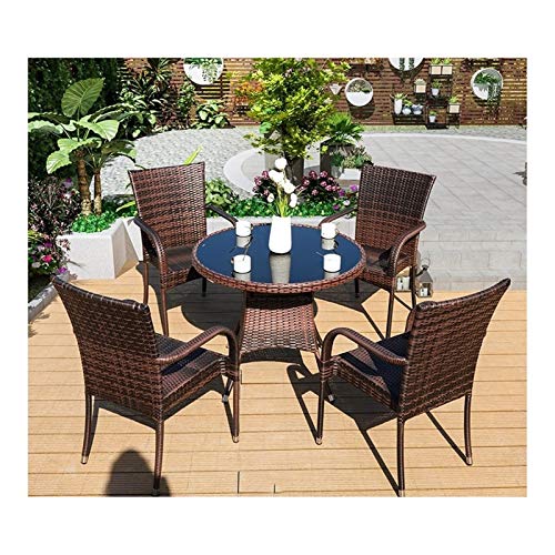 HLZY Tavolo in Vimini in Rattan mobili in Patio e Set s Mobili da Giardino in Rattan mobili da Giardino Set Rattan Giardino mobili Giardino Giardino d'inverno (Sedia da 4 Pezzi Set da Tavolo)