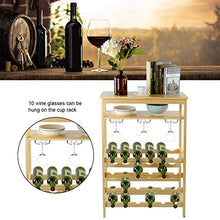 10 Bicchieri Porta Bottiglie da Vino Portabottiglie in Legno, Portabottiglie da Vino a 6 Strati Scaffale per Vino in Bambù con 10 Portabicchieri