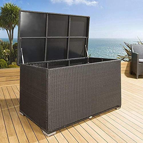 BOPP Cassapanca da Esterno Contenitore, Stile Rattan Contenitore da Esterno Impermeabile con Copertina Cassapanca da Giardino per Esterno, Cortile Adatto per Riporre Mobili Giardino