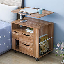 Comodino Multifunzionale moderna Rolling Wood Comodini Tavolo computer Comodino con cassetti, regolabile in altezza da letto Side Governo di immagazzinaggio su ruote for casa e ufficio Comodino
