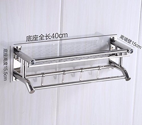 MBYW Portasciugamani Alto carico Portasciugamani Elegante da Bagno Mensola portaoggetti Porta Asciugamani, portaoggetti per Bagno, Montaggio a Parete, mensola, con Gancio, 40 * 15 * 15,5 cm