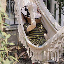 Amaca da Campeggio Giardino Swing brasiliano Hammock Boho frange esterna la base della culla coperta Hanging Chair Lounger bianco della tela di canapa della nappa carrello Amaca for Patio, Camera da l