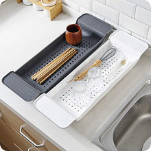 Yardwe Scarico scalabile Vasca Doccia Vassoio Hollow out Organizer portaoggetti in plastica Rack per Bagno WC (Nero)