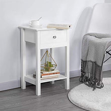 WSZMD Tavolo Comodino Tavolo Laterale in Legno Shabby Chic Cightstand Tavolo Cabinet unità di Stoccaggio con Cassetti Scaffale Bianco Lucido, Comodino