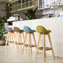 Sgabelli da bar, sedia per uso domestico in legno massello, con schienale, poggiapiedi in legno e comodo sedile imbottito, sgabello da cucina girevole a 360 °, multicolore ( Color : Grass Yellow 1 )