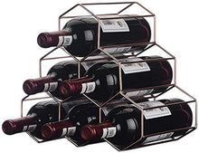 Free Standing Tabletop 6 Bottles Wine Rack, 3-Tier Iron Wine Bottle Display Holder Living Room Decorations Portable Modern Minimalist Design for Wine Lovers