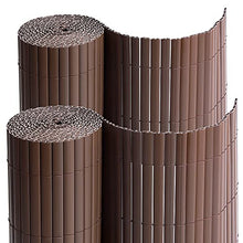 SONGMICS GPF096B Canniccio Frangivista in Plastica, Paravista per Recinzione di Giardino Terrazza Balcone, 2 Rotoli (0.9 x 3 m), Paravento con Costole Rinforzate, Marrone, 0.9 x 6 m