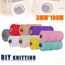 Macrame Corda 3mmx100m,Filato Macrame Cotone,Fatta a Mano Corda Macramé, Filato Macrame Naturale per DIY Maglieria Artigianale