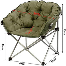 Sedia a sdraio pieghevole in tessuto scamosciato, colore verde militare con motivo luna, pieghevole, lavabile e reclinabile, divano letto rotondo con schienale morbido imbottito e leggero